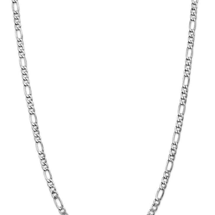 Rhodium Over 14k White Gold 5.75mm Figaro Link 22 Inch Chain