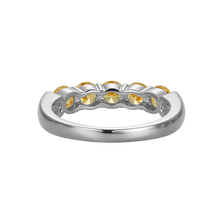Yellow Cubic Zirconia Platinum Over Sterling Silver Ring 2.00ctw