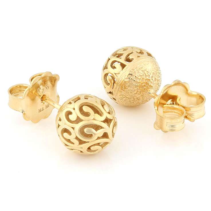 Filigree Stud Earrings In 18K Gold Over Sterling Silver