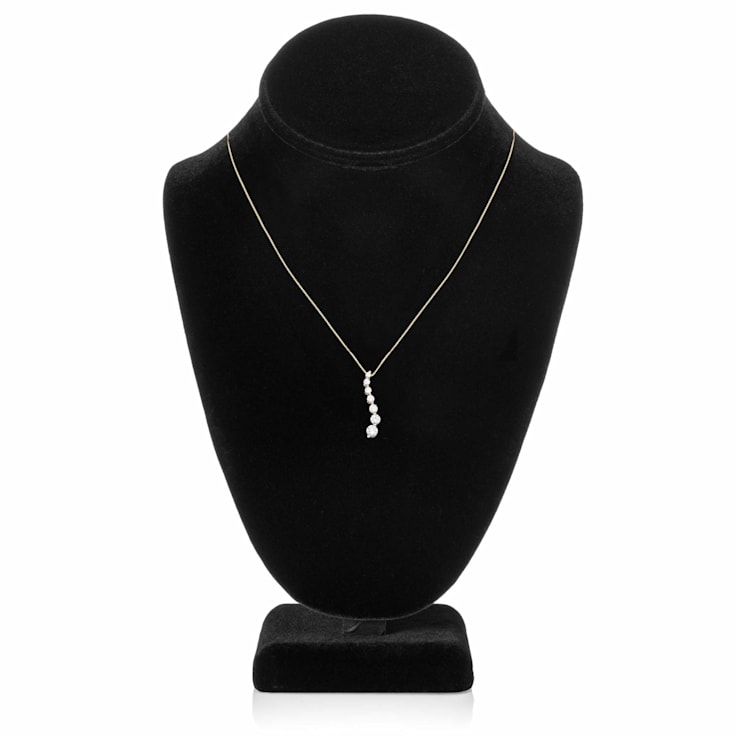 White Cubic Zirconia 14k Yellow Gold Pendant With Chain 0.50ctw