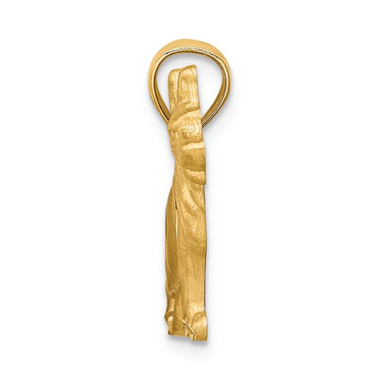 14k Yellow Gold Diamond-Cut Brushed German Shepherd Pendant