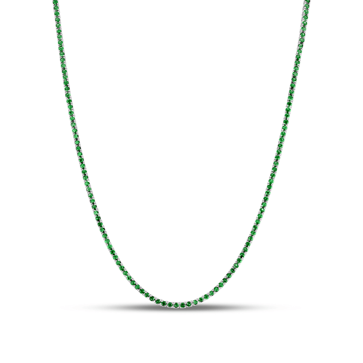 7.00ctw Emerald 14k White Gold Tennis Necklace, 17 Inches