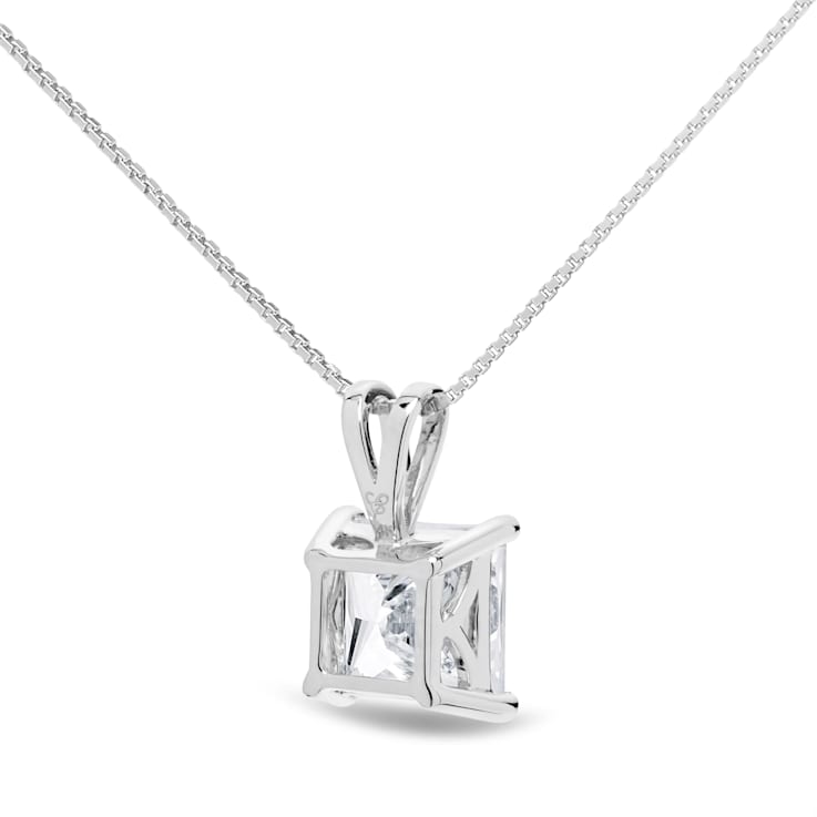 White Cubic Zirconia 14k White Gold Pendant With Chain 2.00ctw