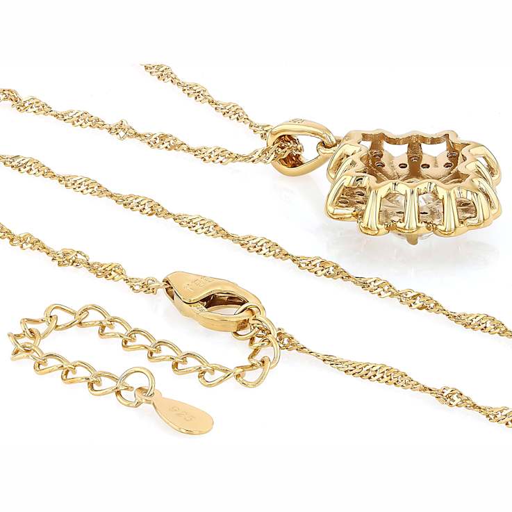 Diamond Simulant Pendant Necklace In 18K Gold Over Sterling Silver 3.92ctw