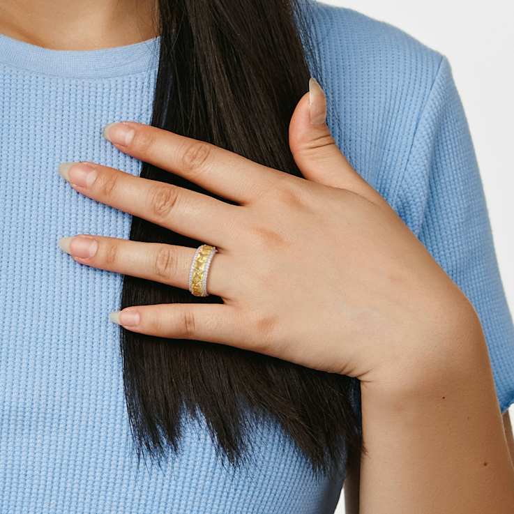 Yellow Sapphire and Diamond 14K Yellow Gold Ring 5.37ctw