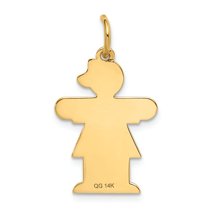 14K Yellow Gold Satin Girl with Bow and heart Charm