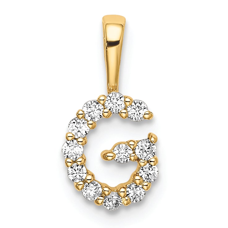 14K Yellow Gold Lab Grown Diamond Letter G Initial Pendant