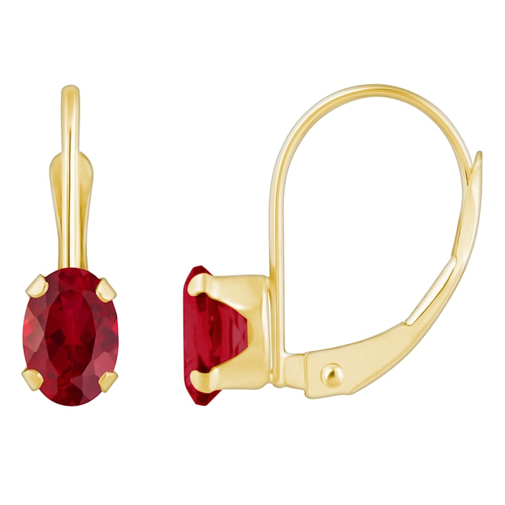 格安新品  6x4mm Oval Earrings Drop Gold Yellow 10k Ruby Created Lab その他