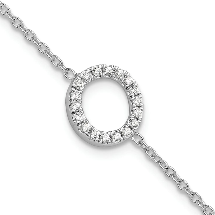 Rhodium Over 14k White Gold Diamond Sideways Letter O Bracelet