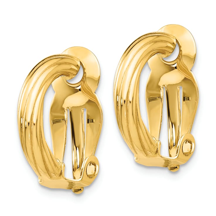 14K Yellow Gold 5/8" Non-Pierced J-Hoop Earrings