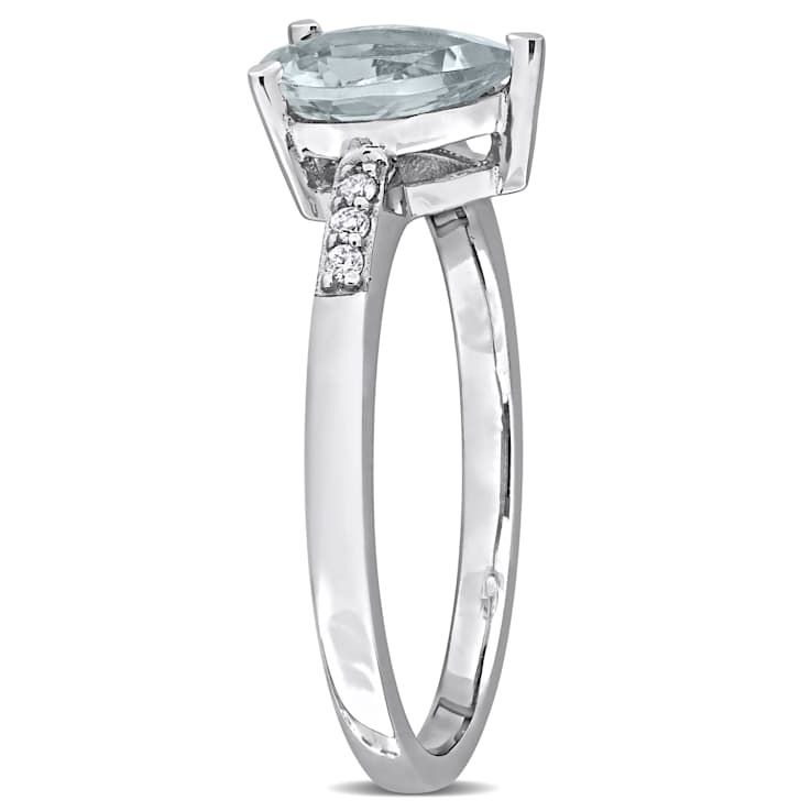 Aquamarine and Diamond 14K White Gold Ring 0.94ctw