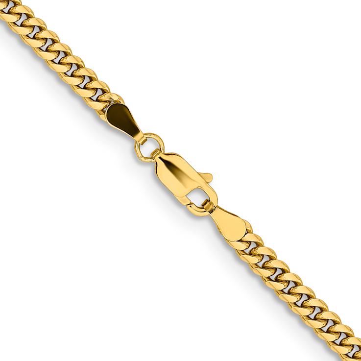 14k Yellow Gold 3.5mm Solid Miami Cuban 20 Inch Chain
