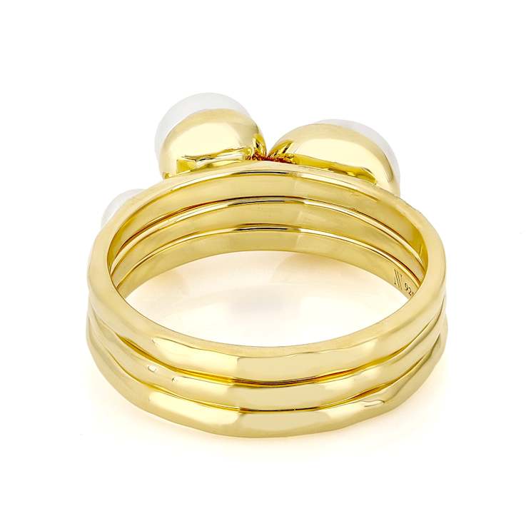 Cultured Freshwater Pearl Ring Set in 18k Gold Over Silver