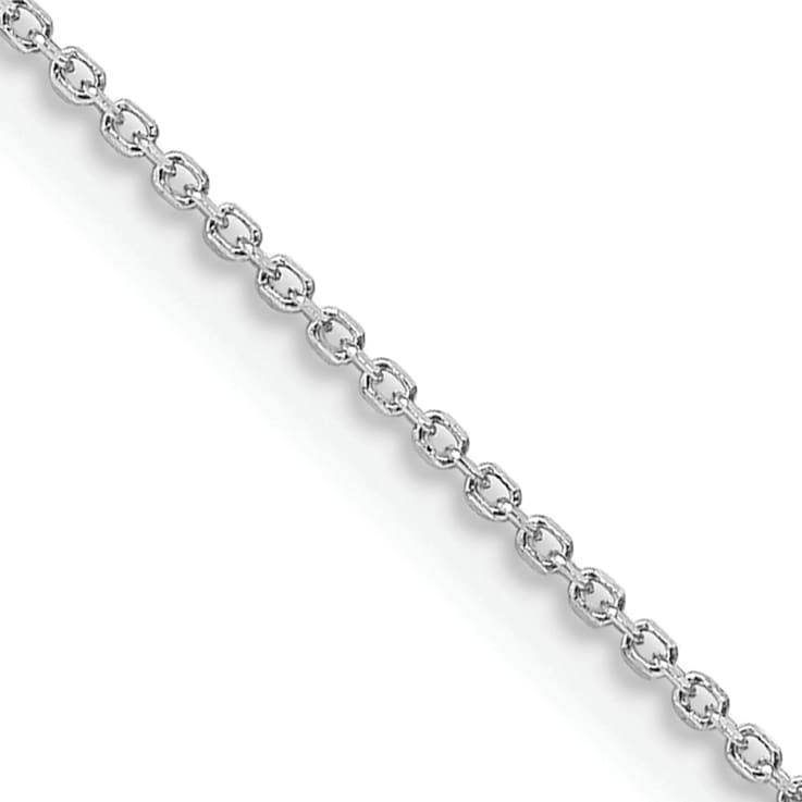 Rhodium Over Sterling Silver 1mm 8 Sided Diamond-cut Cable Chain Necklace