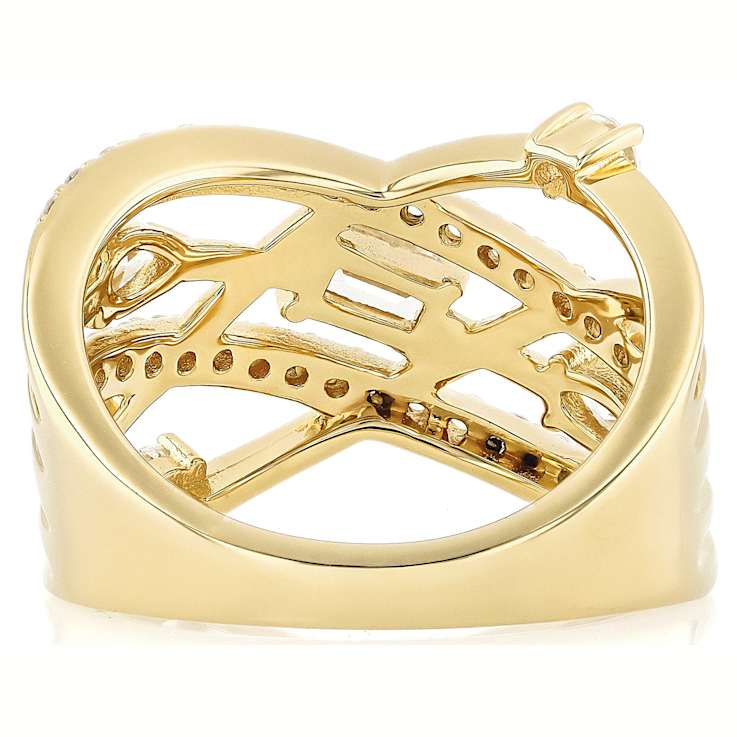 Multi-Shape CZ Open Ring In 18K Gold Over Sterling Silver 1.81ctw