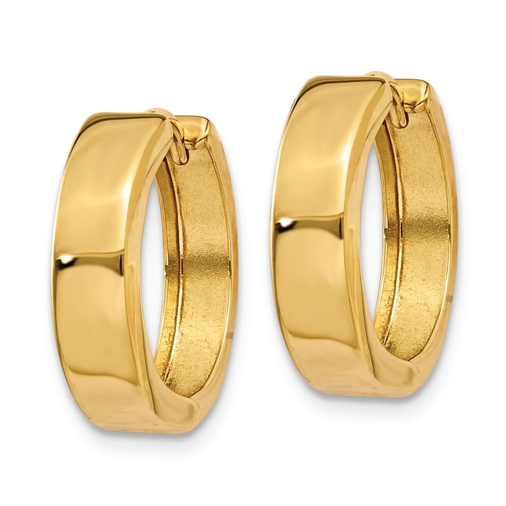 14k Yellow Gold 9/16" Round Hinged Hoop Earrings
