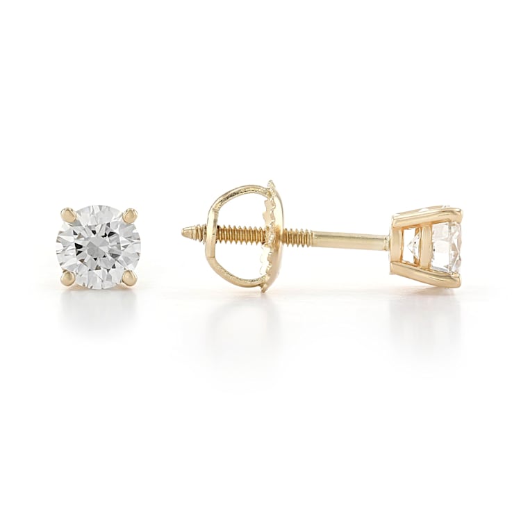 Certified White Lab-Grown Diamond H-I SI 14k Yellow Gold Solitaire Stud
Earrings 0.75ctw