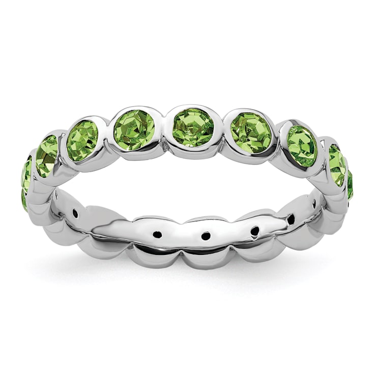 Sterling Silver Stackable Expressions Green Crystal Ring