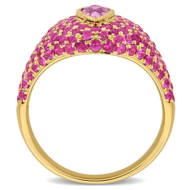 Pink, Dark Pink Sapphire 14K Yellow Gold Ring 2.58ctw