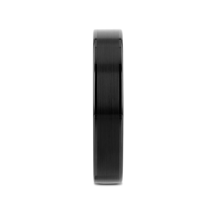 VULCAN Flat Black Tungsten Ring with Brushed Center & Polished Edges 4mm