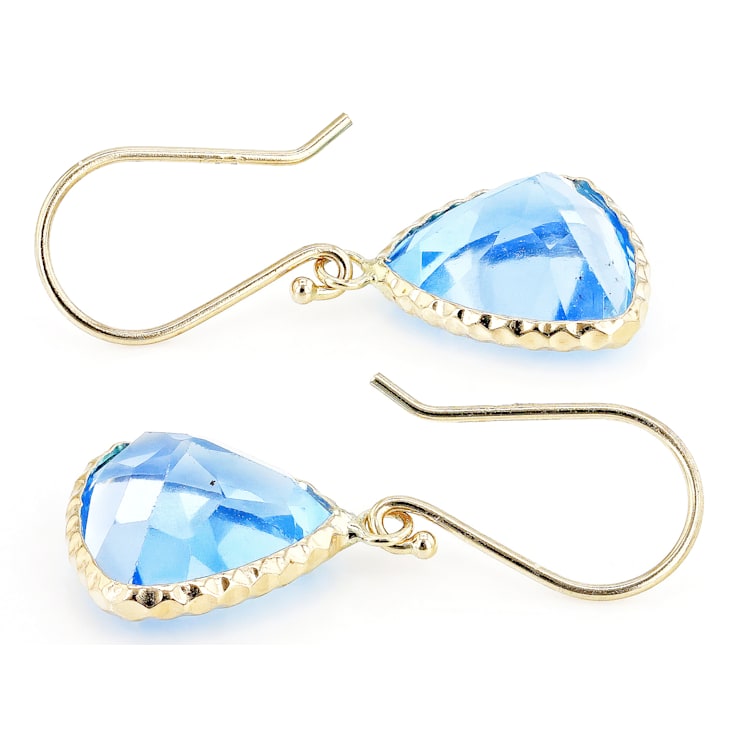 Swiss Blue Topaz 14k Yellow Gold Dangle Earrings 10.00ctw