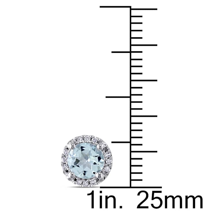 Aquamarine and Diamond 10K White Gold Earrings 0.87ctw
