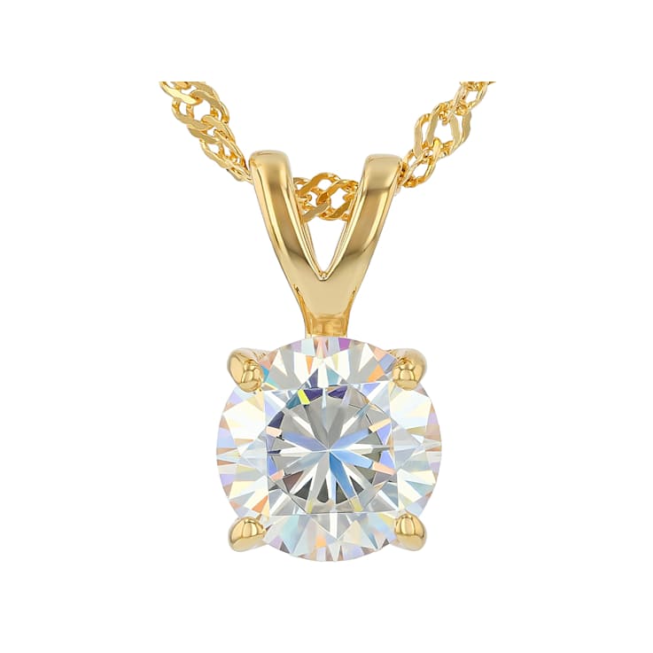 Diamond Simulant Solitaire Pendant Necklace In 18K Gold Over Sterling
Silver 3.00ct
