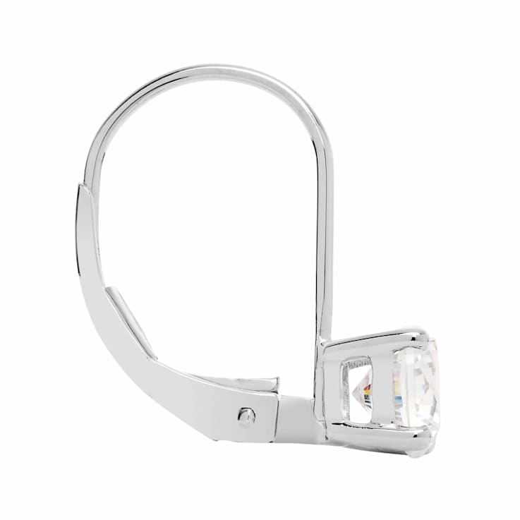White Cubic Zirconia 14k White Gold Earrings With Velvet Gift Box 1.00ctw