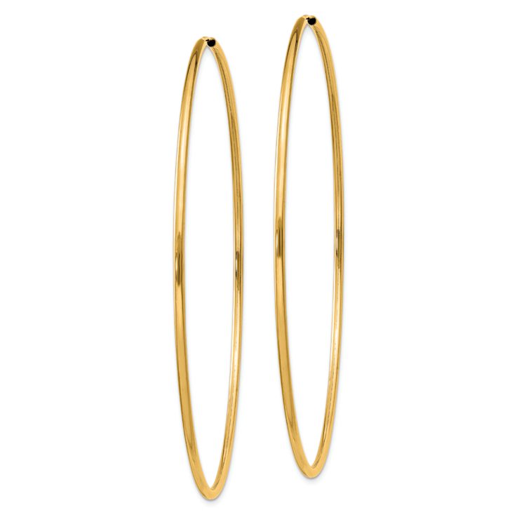 14k Yellow Gold 2 1/2" Polished Round Endless Hoop Earrings