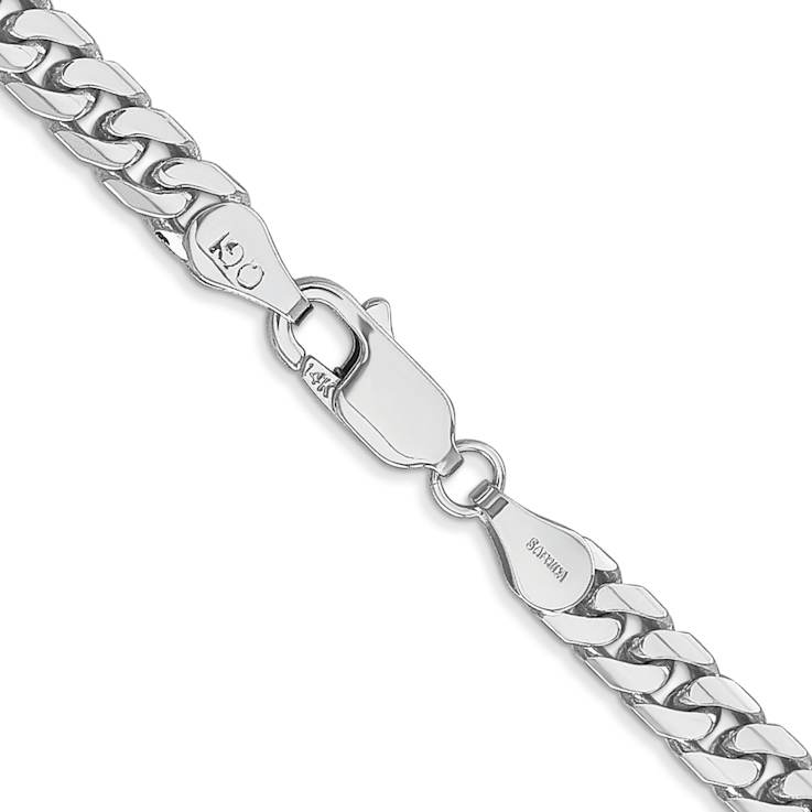 Rhodium Over 14k White Gold 4.3mm Solid Miami Cuban 18 Inch Chain