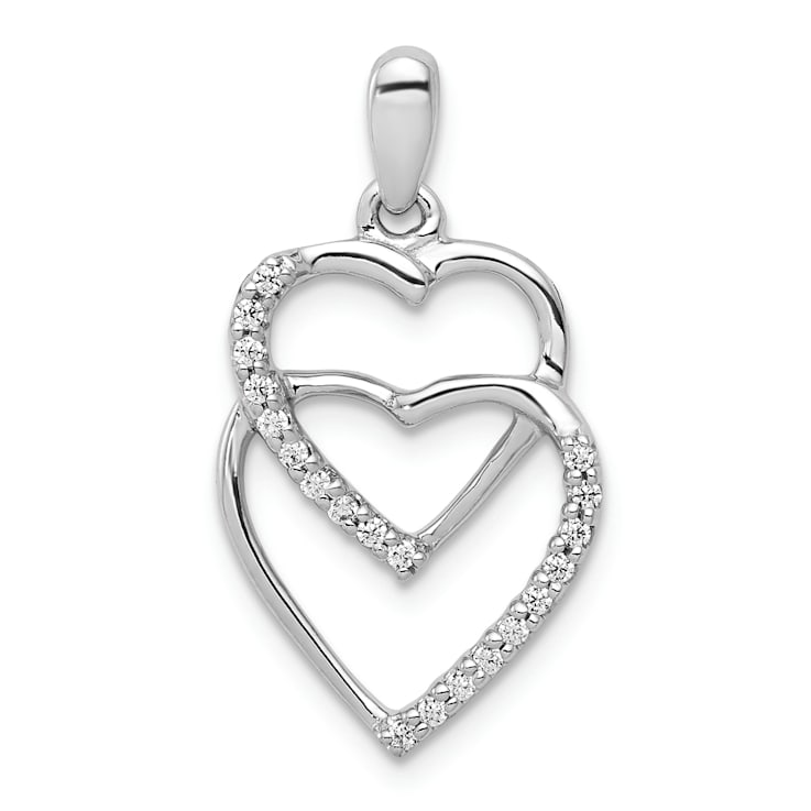 Rhodium Over 14k White Gold Diamond Entwined Hearts Pendant