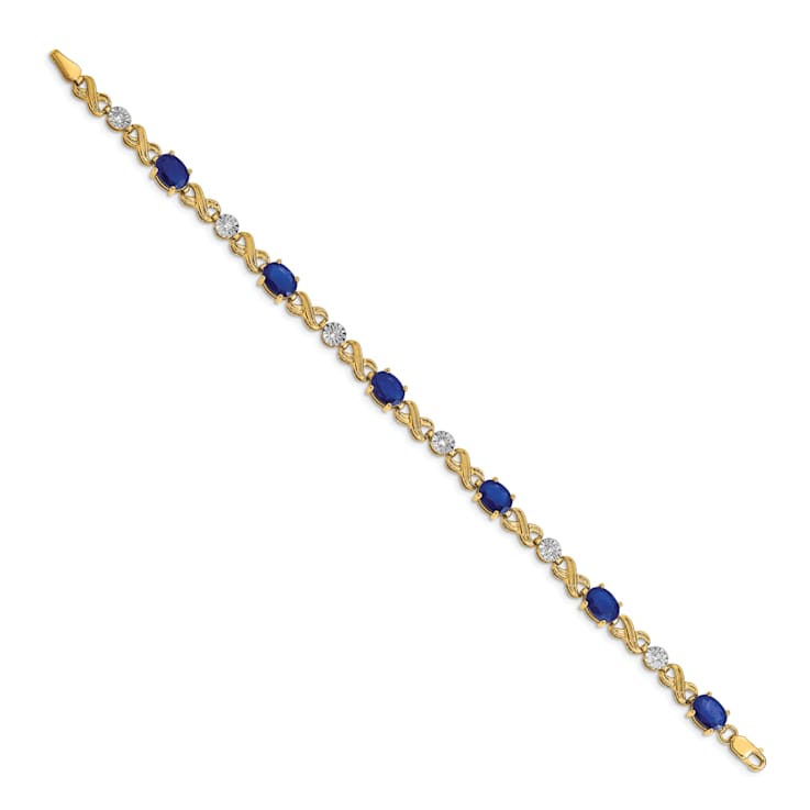 14k Yellow Gold and Rhodium Over 14k Yellow Gold Diamond and Sapphire
Infinity Bracelet