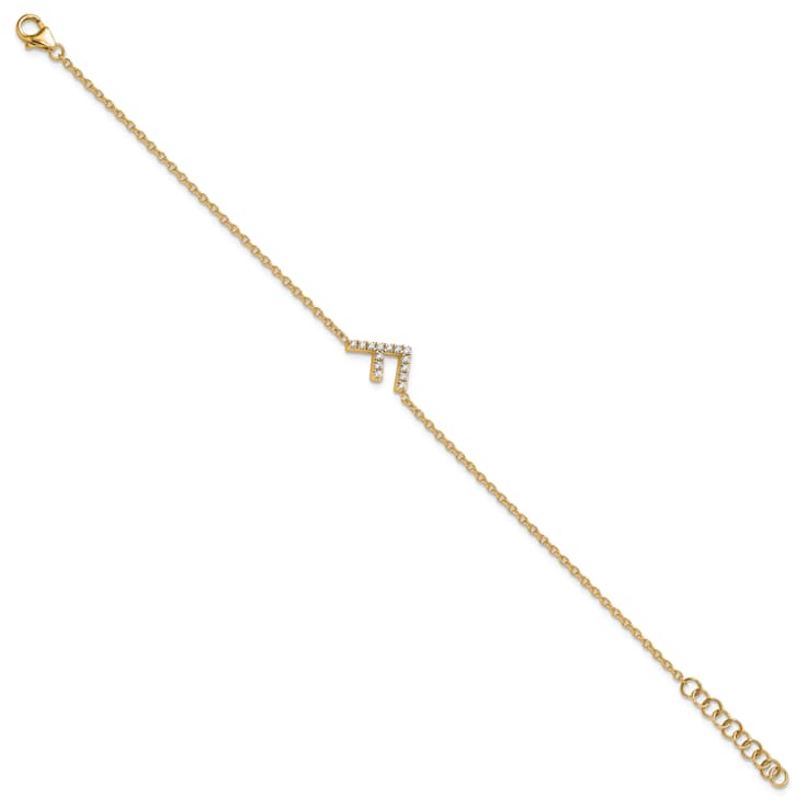 14k Yellow Gold Diamond Sideways Letter F Bracelet