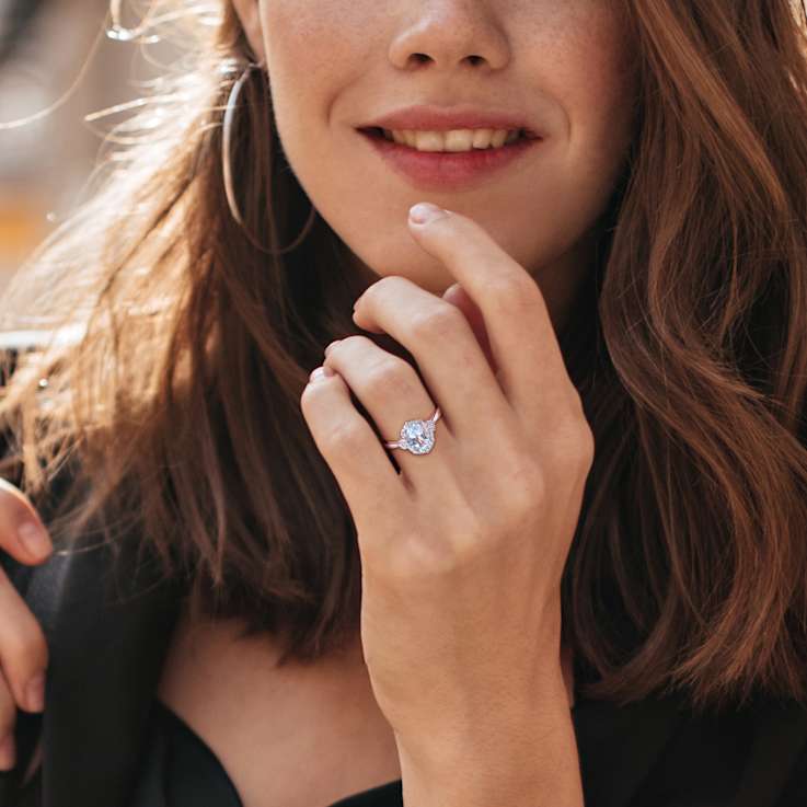 Aquamarine and Diamond 10K White Gold Halo Ring 1.13ctw