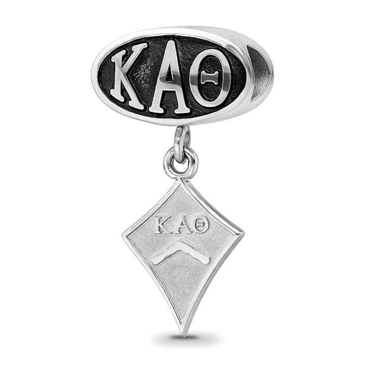 Sterling Silver LogoArt Kappa Alpha Theta Oval with Kite Dangle Bead