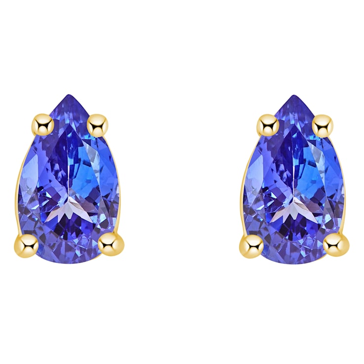 5x3mm Pear Shape Tanzanite 14k Yellow Gold Stud Earrings