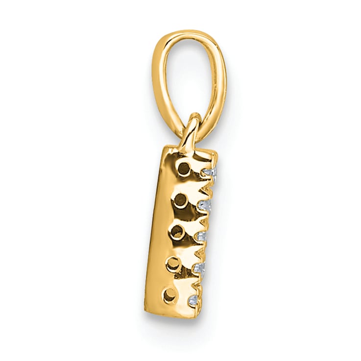 14K Yellow Gold Diamond Letter N Initial with Bail Pendant