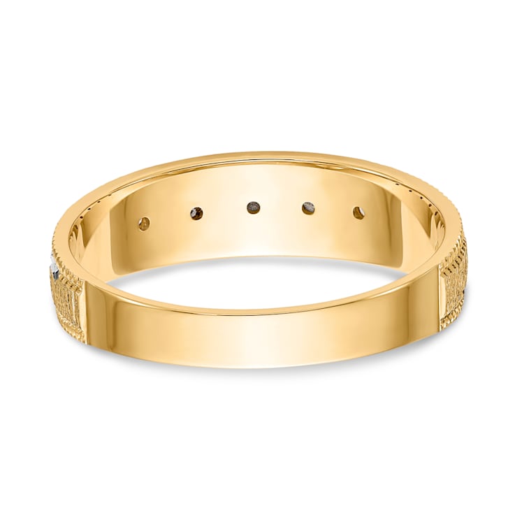 14K Yellow Gold AA Quality Mens Wedding Band 0.09ctw