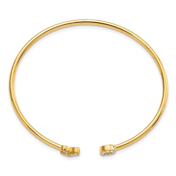 14K Yellow Gold Lab Grown Diamond X and O Cuff Bangle