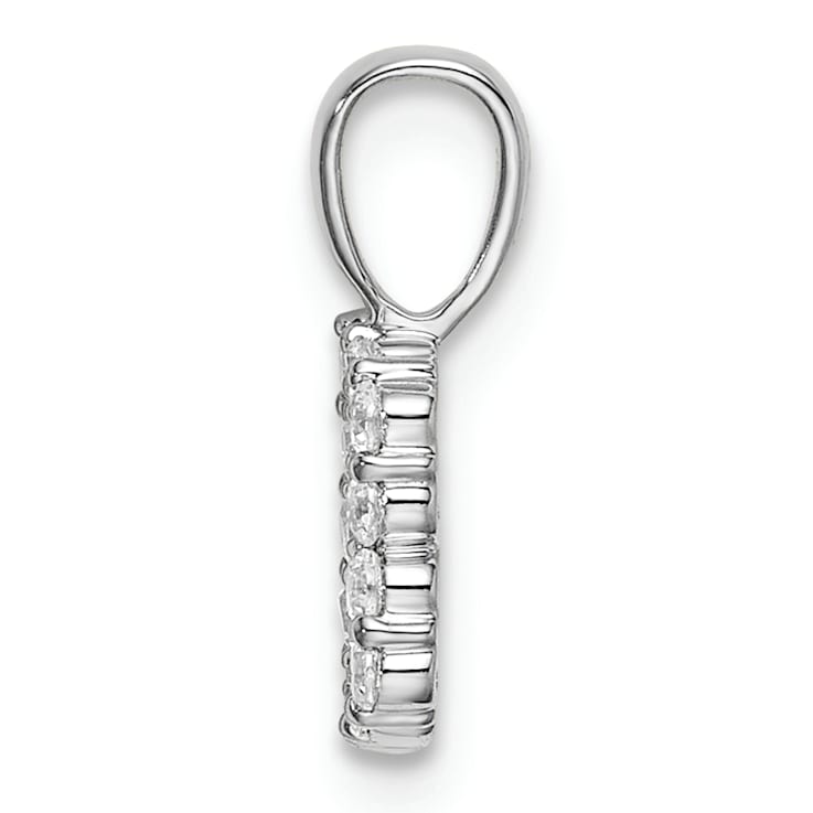 Rhodium Over 14K White Gold Lab Grown Diamond Letter B Initial Pendant