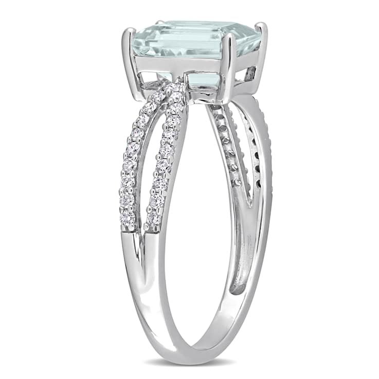 Aquamarine and Diamond 14K White Gold Engagement Ring 2.09ctw