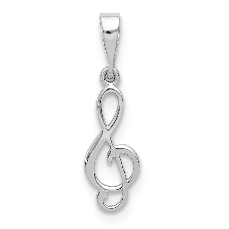 Rhodium Over 14k White Gold Treble Clef Pendant