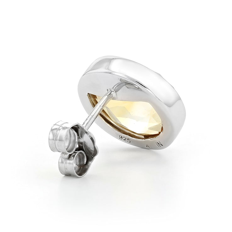 Yellow Citrine Rhodium Over Sterling Silver Stud Earrings 5.00ctw