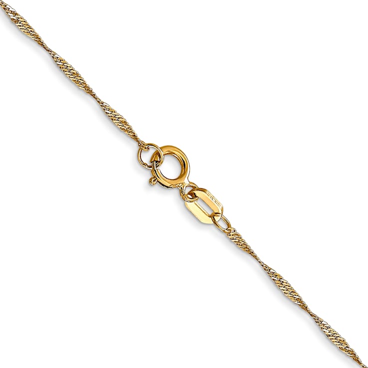 14k Yellow Gold 1mm Solid Singapore 16 Inch Chain