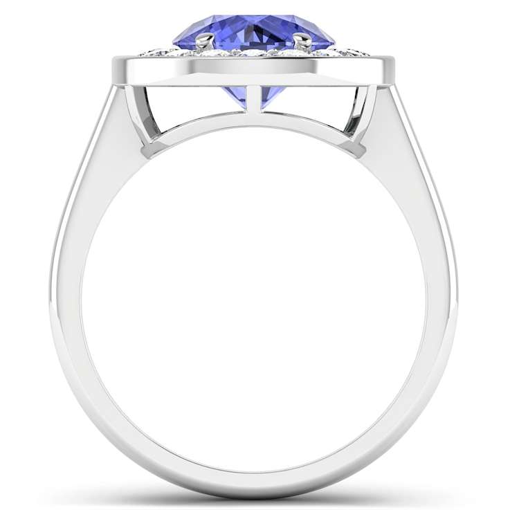 2.5ctw Violet Tanzanite and Diamond 14K White Gold Halo Ring