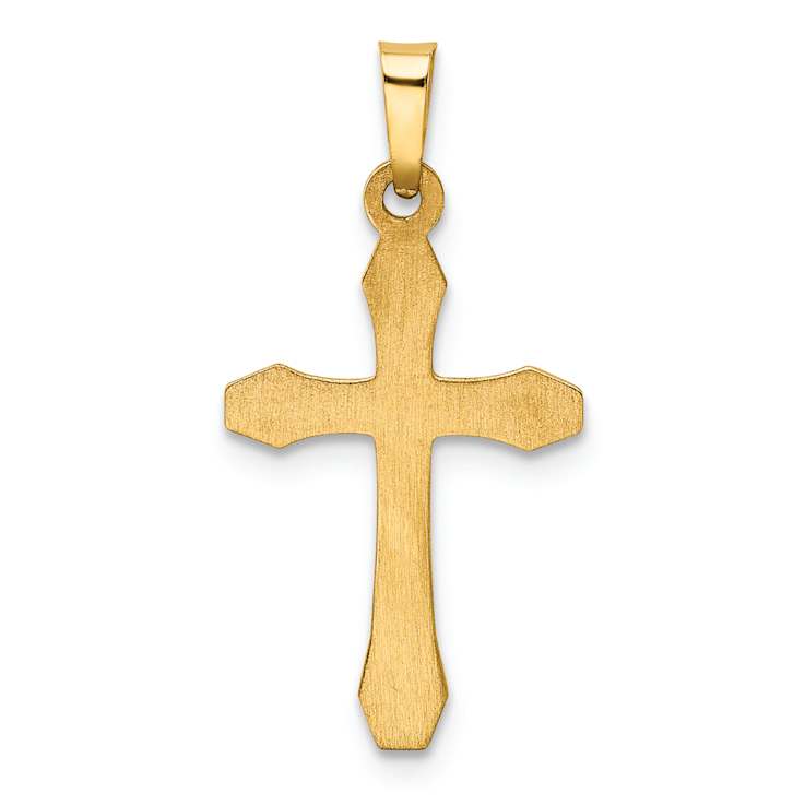 14K Two-tone Gold Textured Cross Pendant