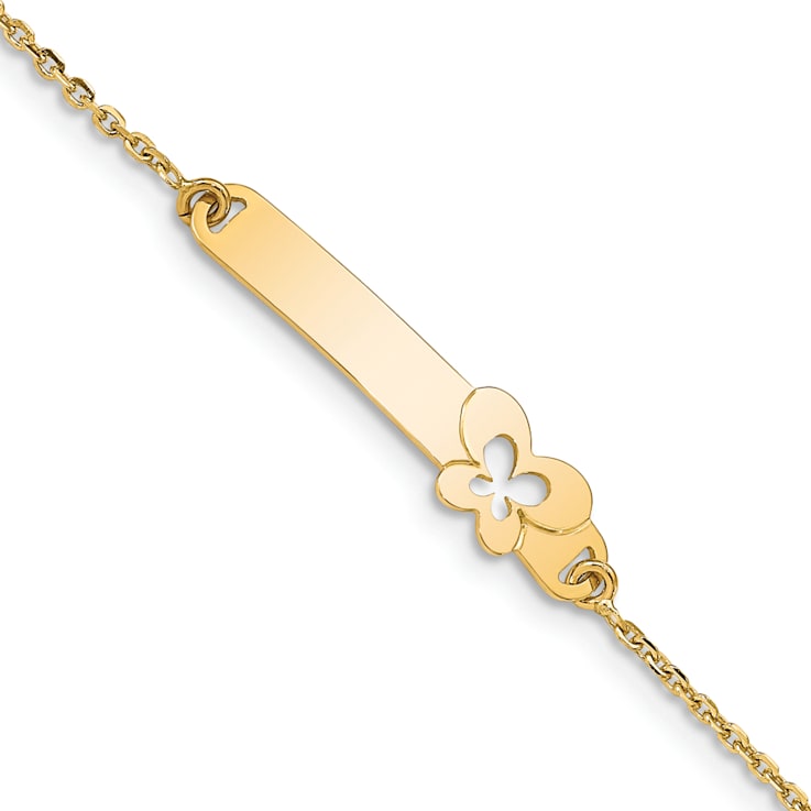 14k Yellow Gold Children's Polished Flower ID Bracelet