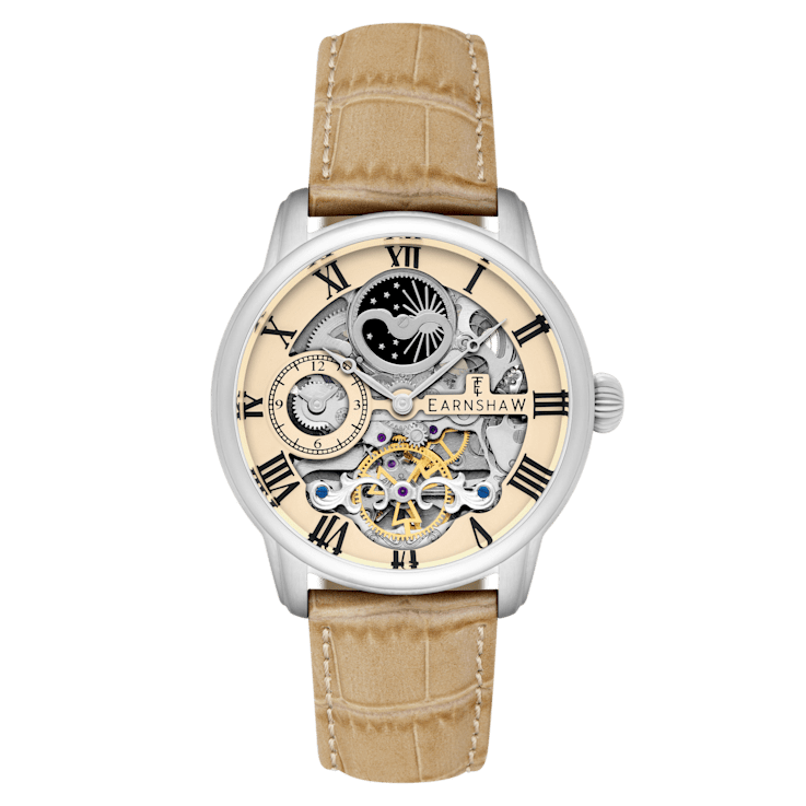 Thomas Earnshaw Longitude Automatic Beige Dial Beige Stainless Steel
Band Skeleton Watch