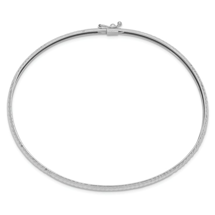 Rhodium Over 14K White Gold Textured Flexible Bangle