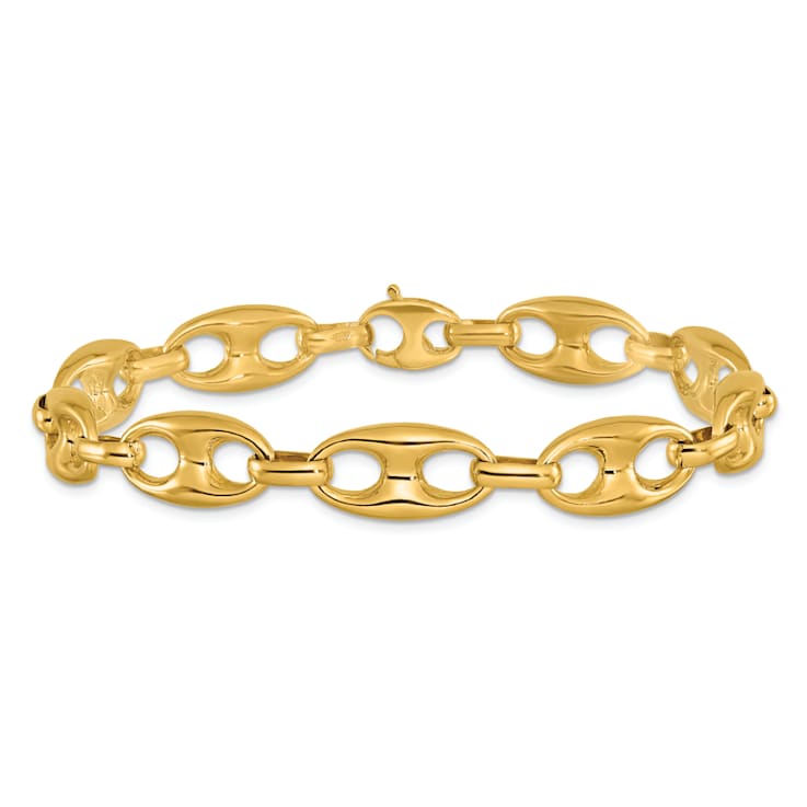 14K Yellow Gold 10mm Anchor Link 8.5 Inch Bracelet
